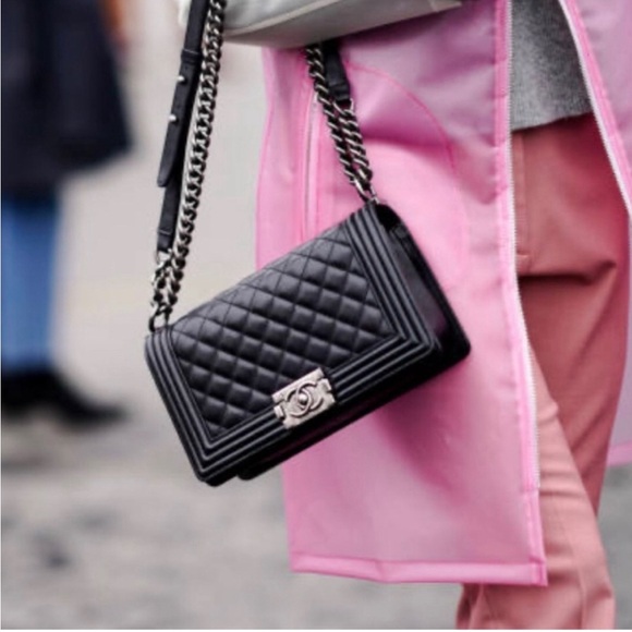 Authentic CHANEL Black Medium Ruthenium Calfskin Classic Le Boy Bag - Picture 13 of 15